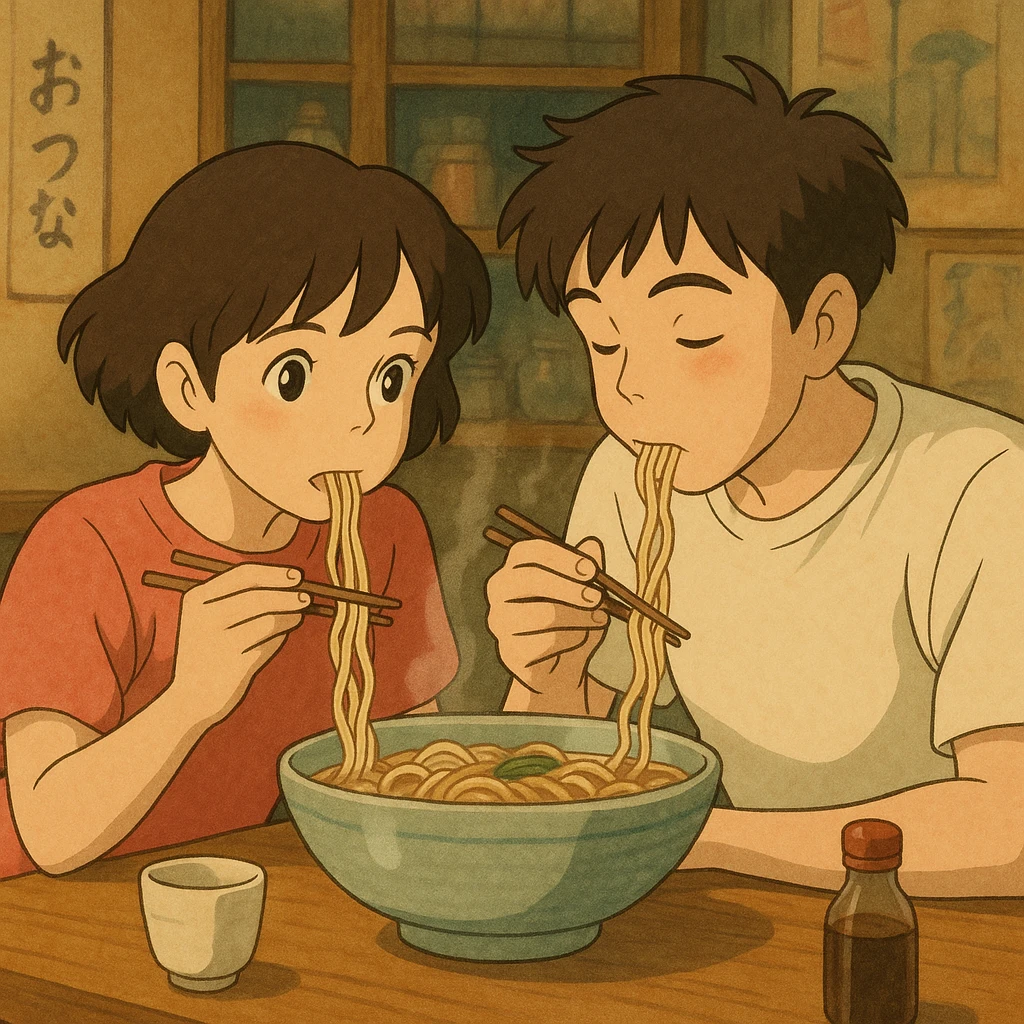 couple eating noodles emoji