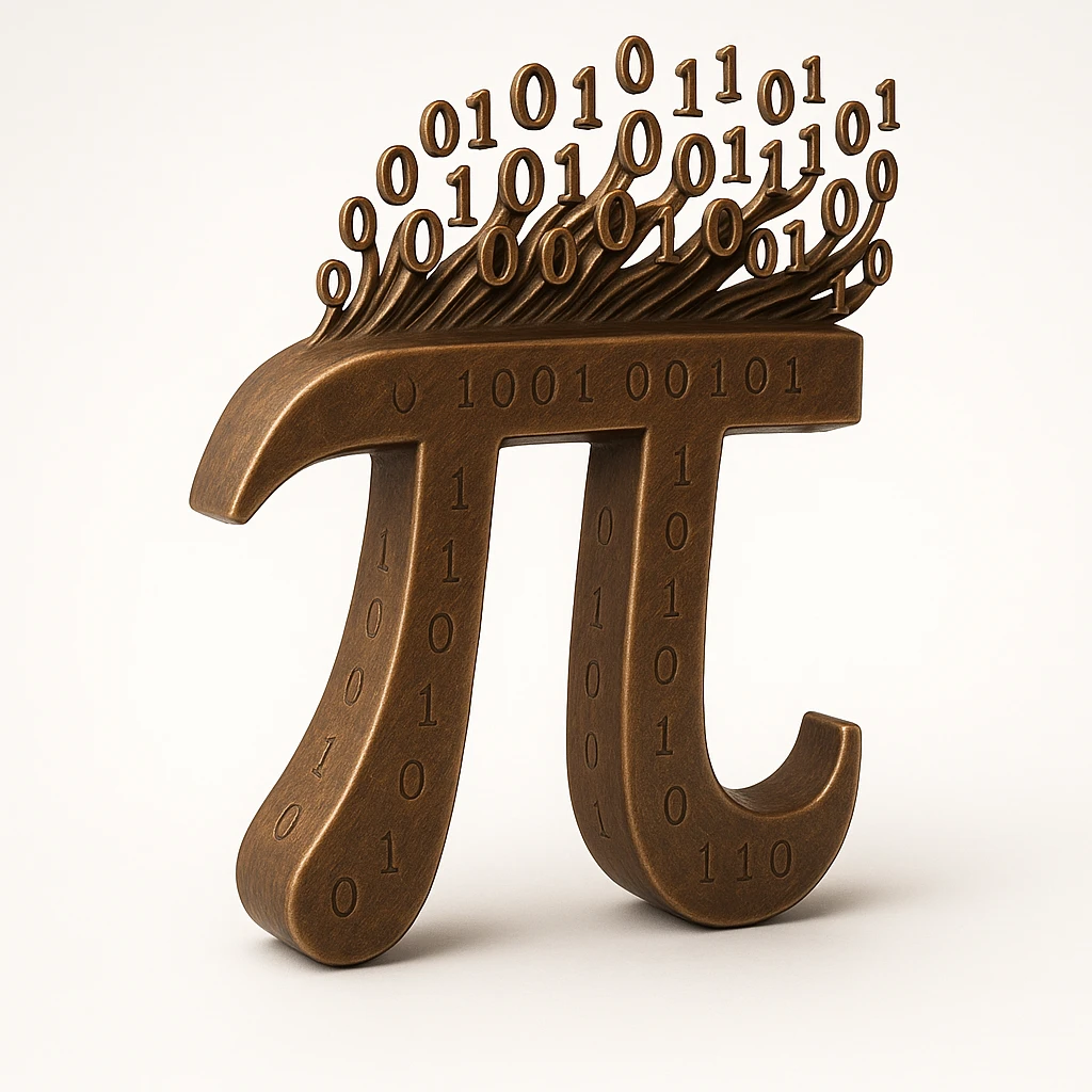  combine the π (pi) math symbol, binary code emerging from it. emoji