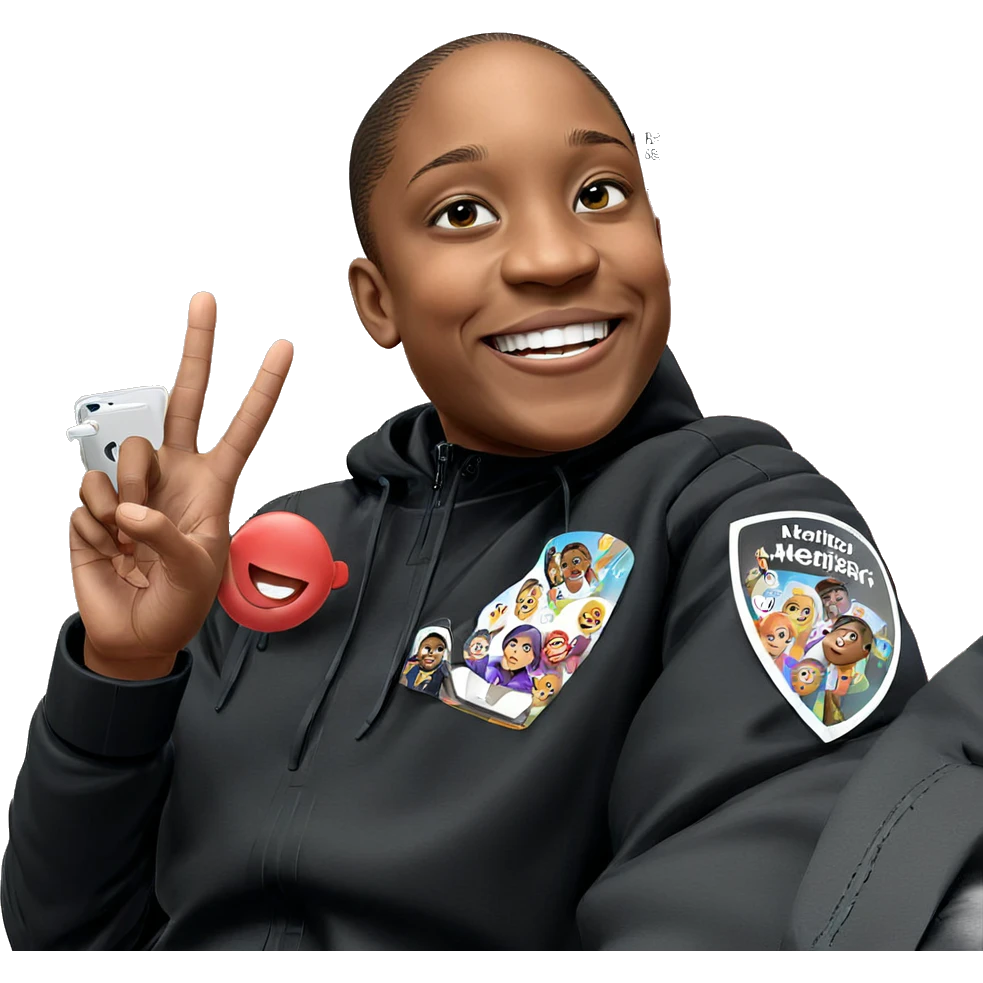 smiling boy in black jacket emoji