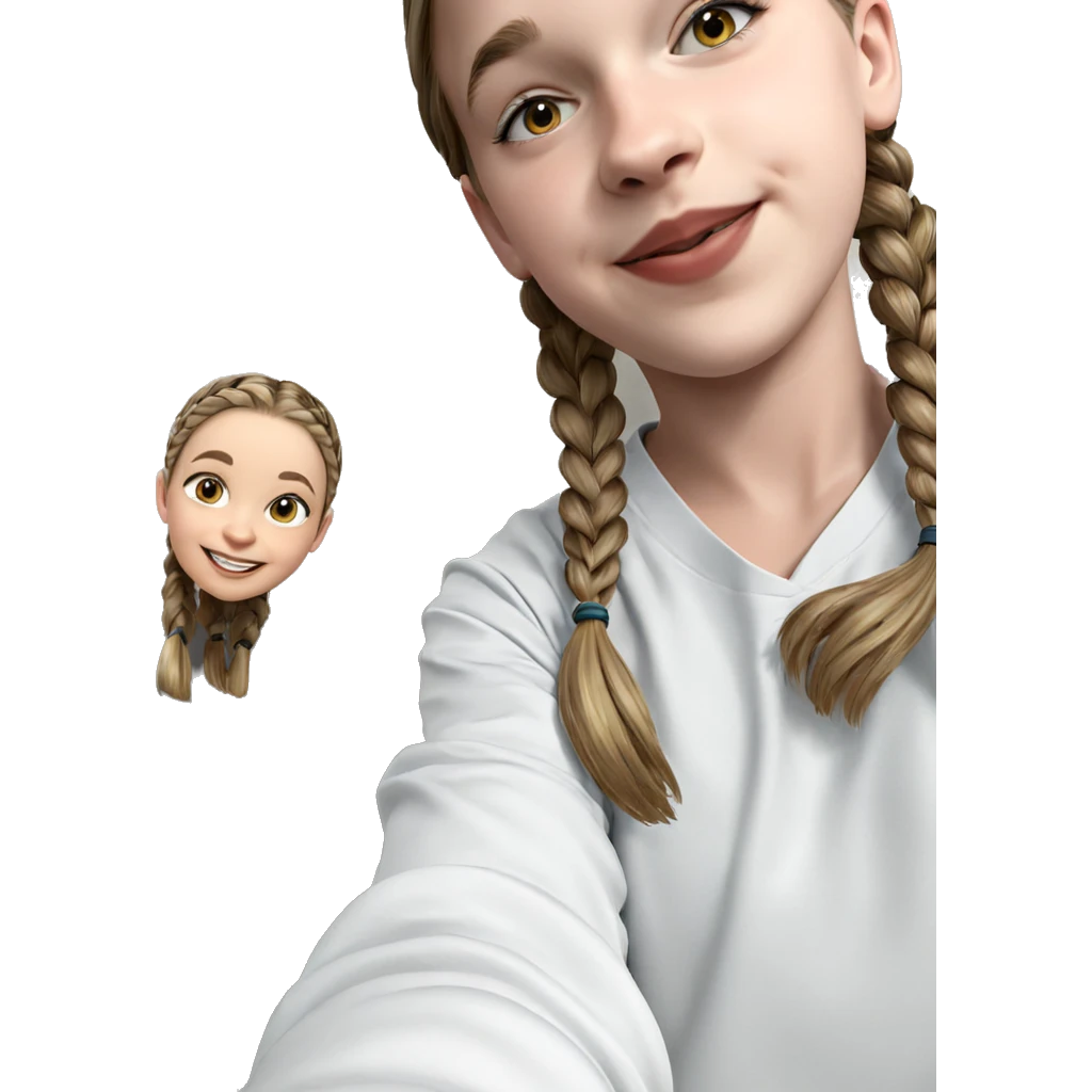 smiling girl with twin braids emoji