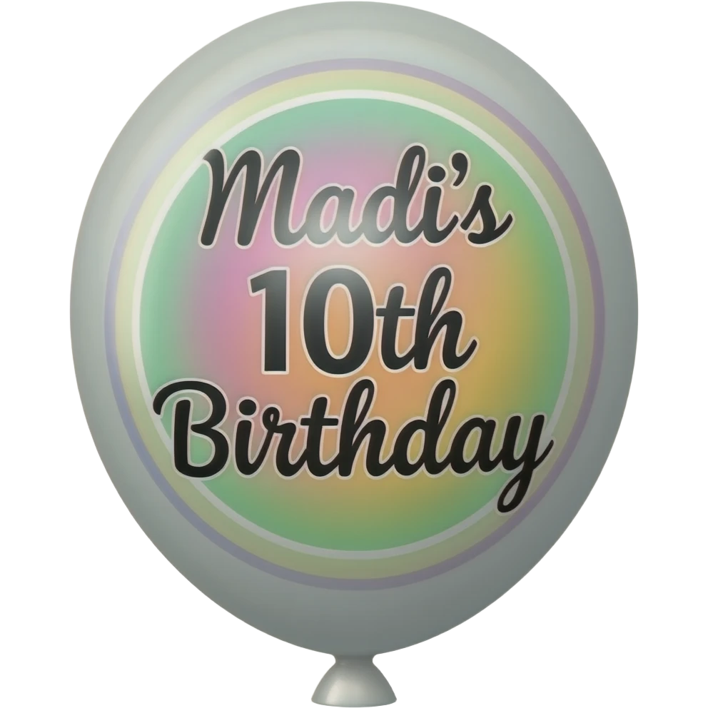 Madi's 10th Birthday printed on balloon emoji