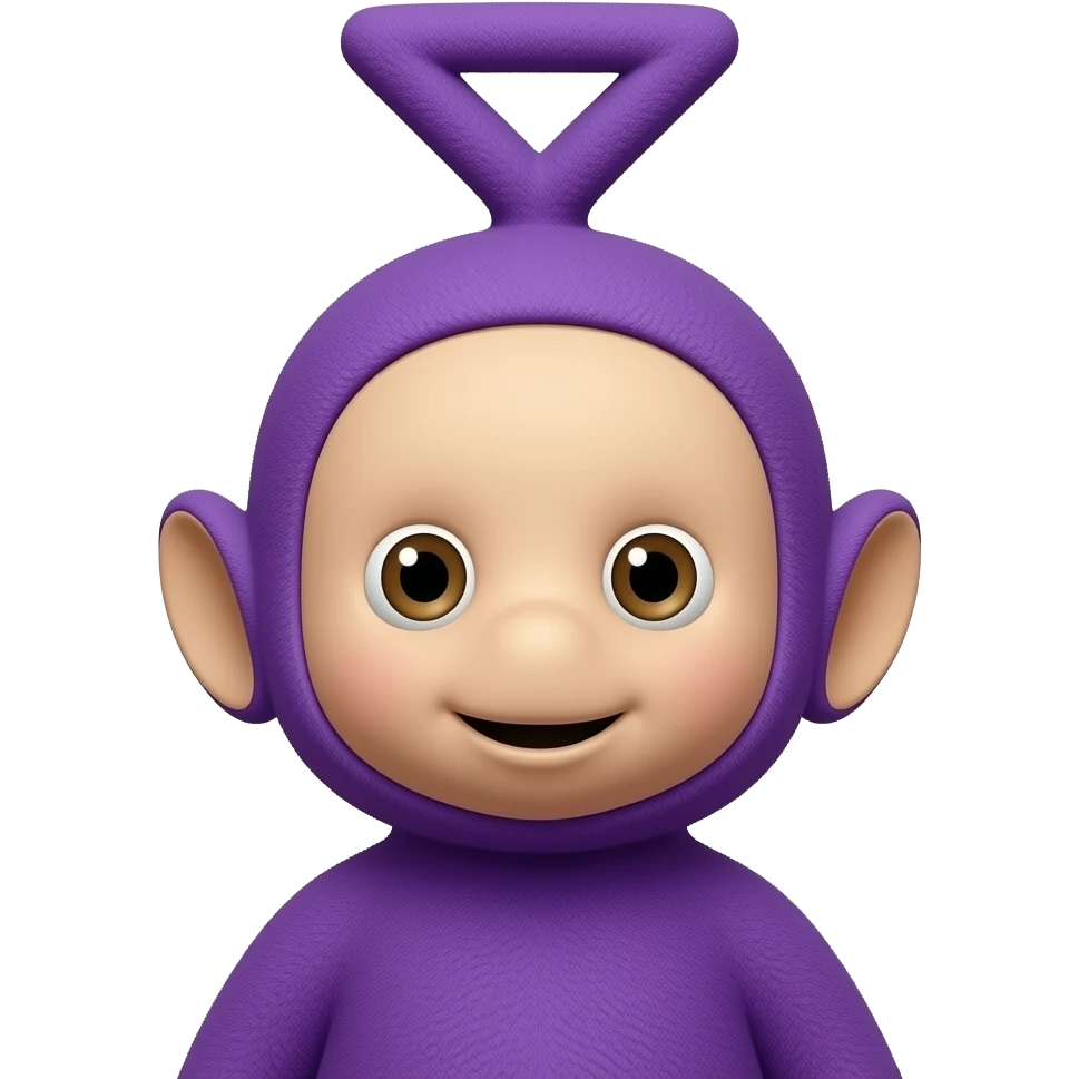 Tinky winky ama mor renkli olsun ve kafasındaki şekli de olsun yani üçgen aynı çizgi filmdeki gibi emoji