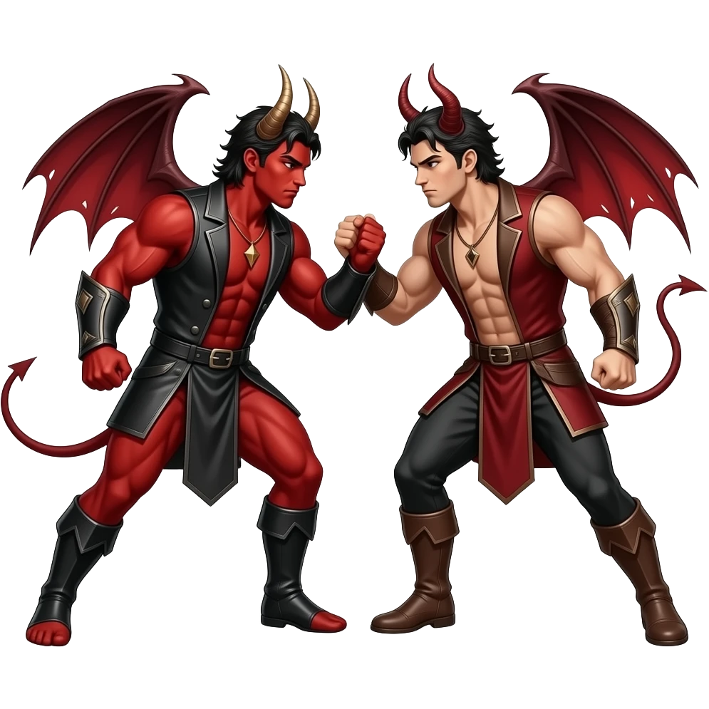 Satan and lucifer fighting emoji