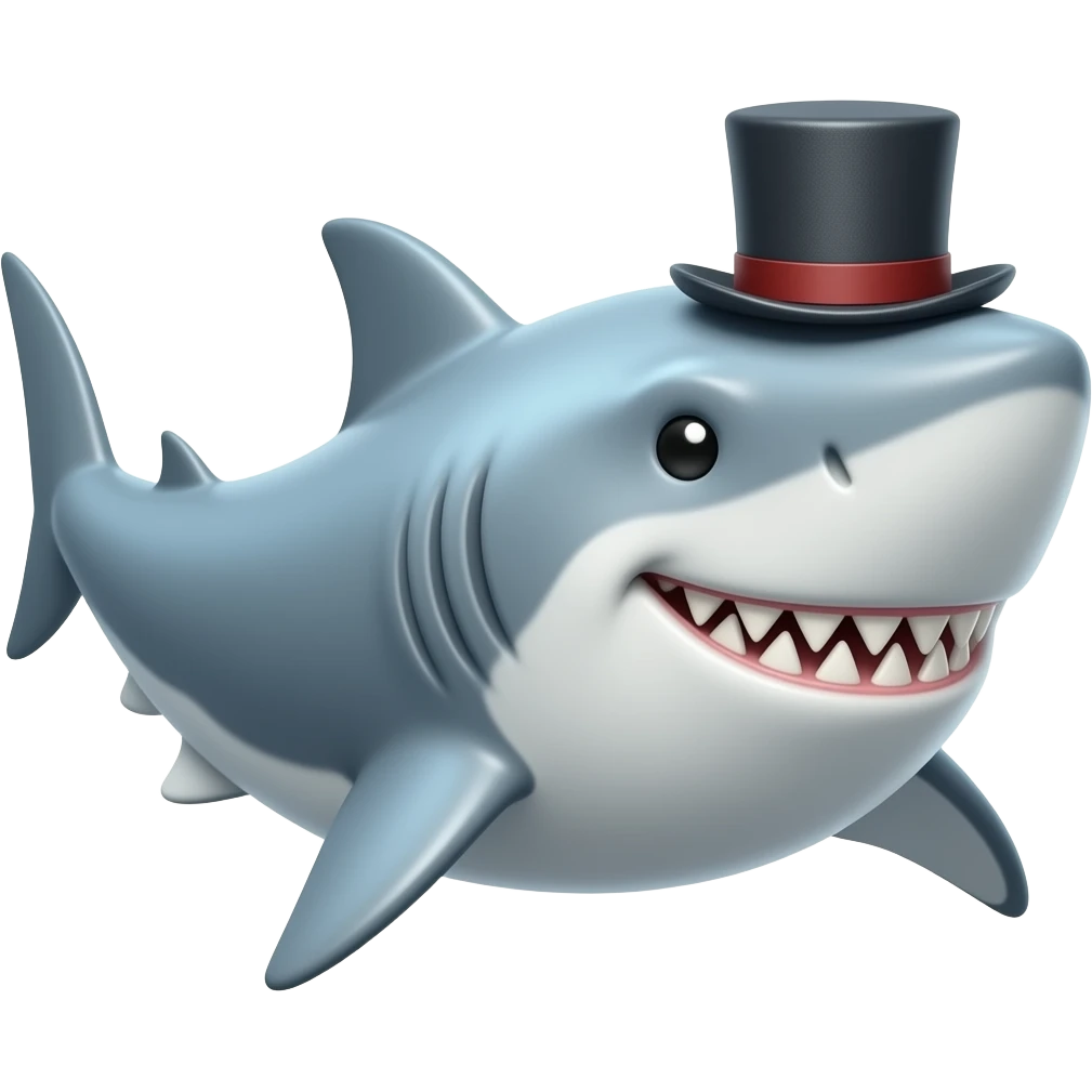 Shark with a top hat emoji