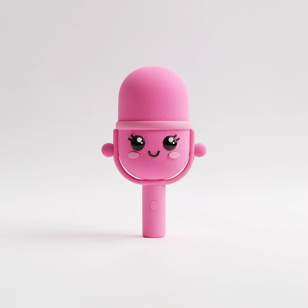 kpop microphone, cute, expressive, minimal emoji