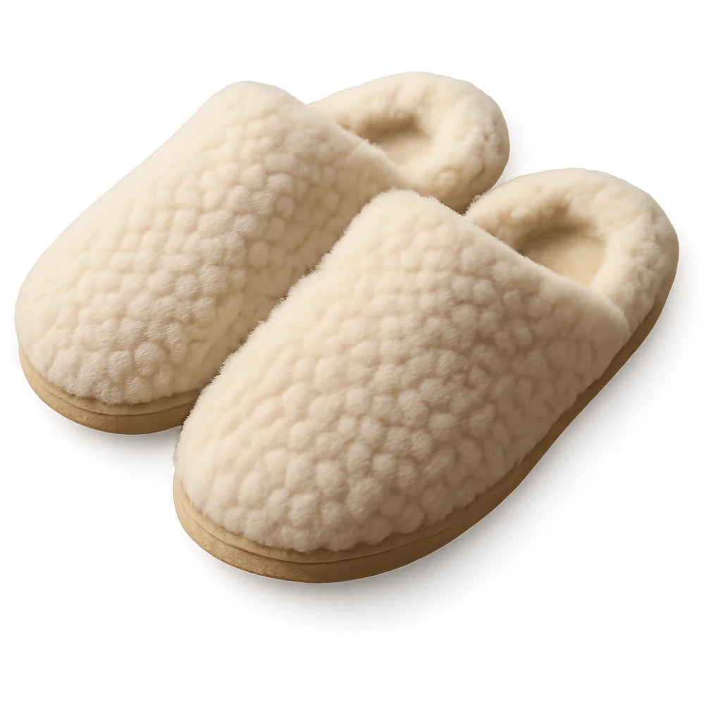 cozy wool slippers, soft and fluffy emoji