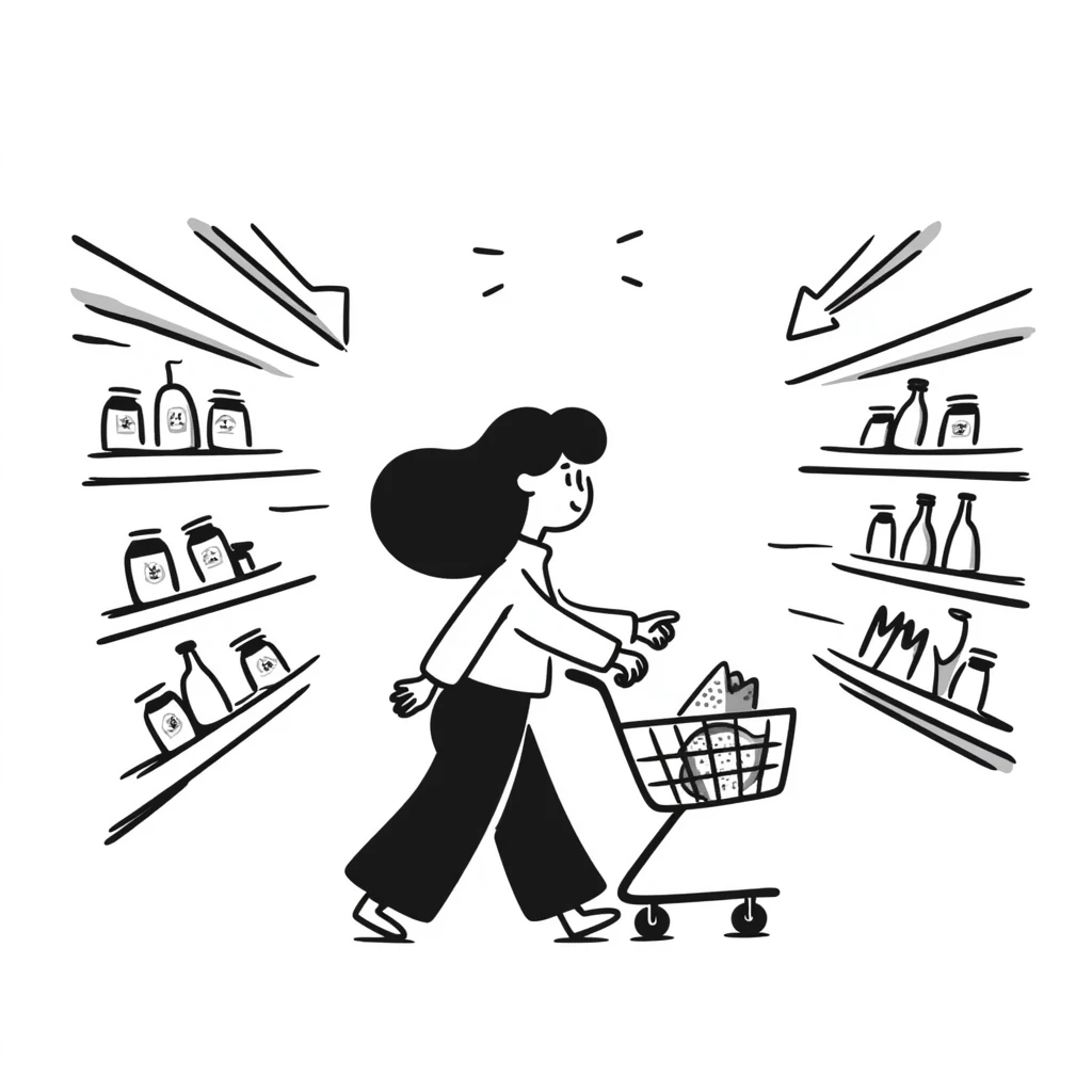 person shopping, hand-drawn doodle style emoji