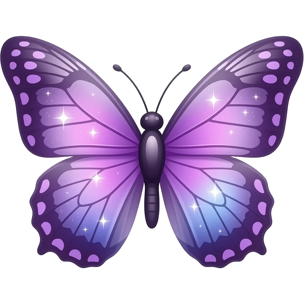Purple-Shiny-Gem-Crystal-Glitter-Nebula-Gradient-Sparkle-Stars-Glossy-Butterfly emoji