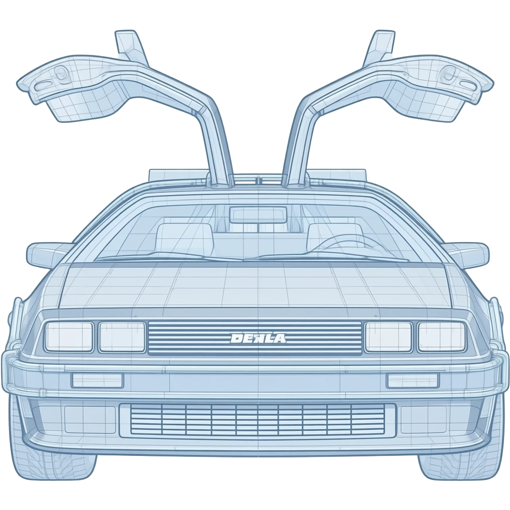 a blueprint of a delorean emoji