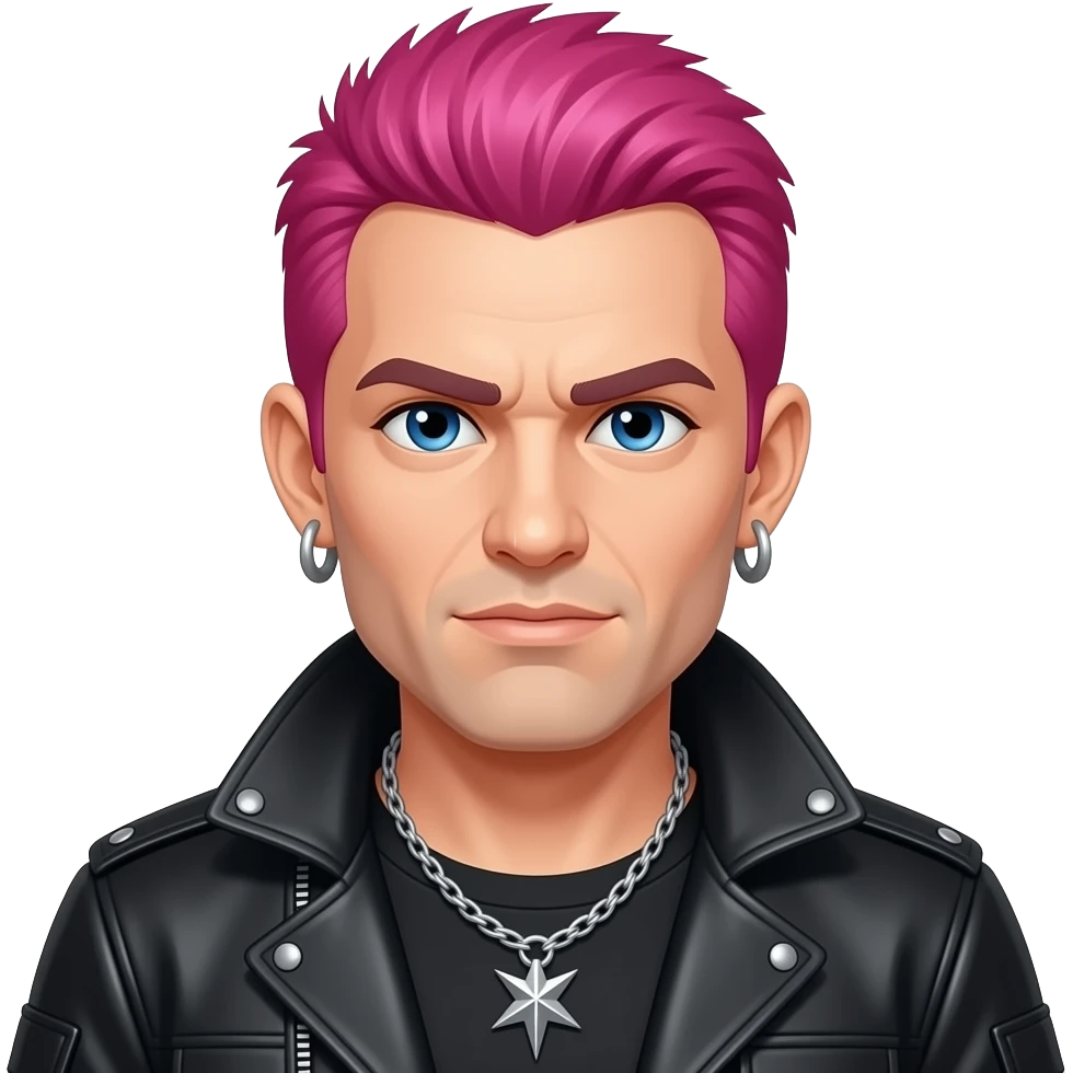 Pink Haired heavy metal man emoji