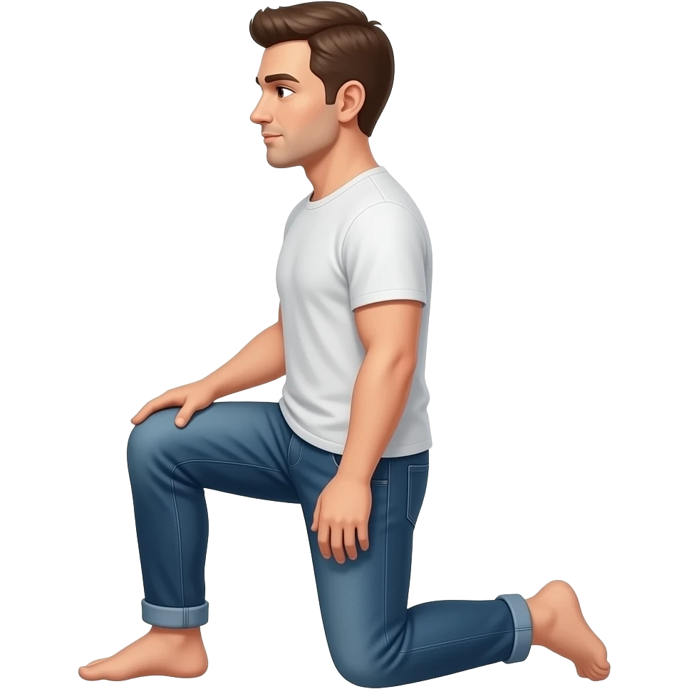 A man facing left with both his knees up at the same level emoji