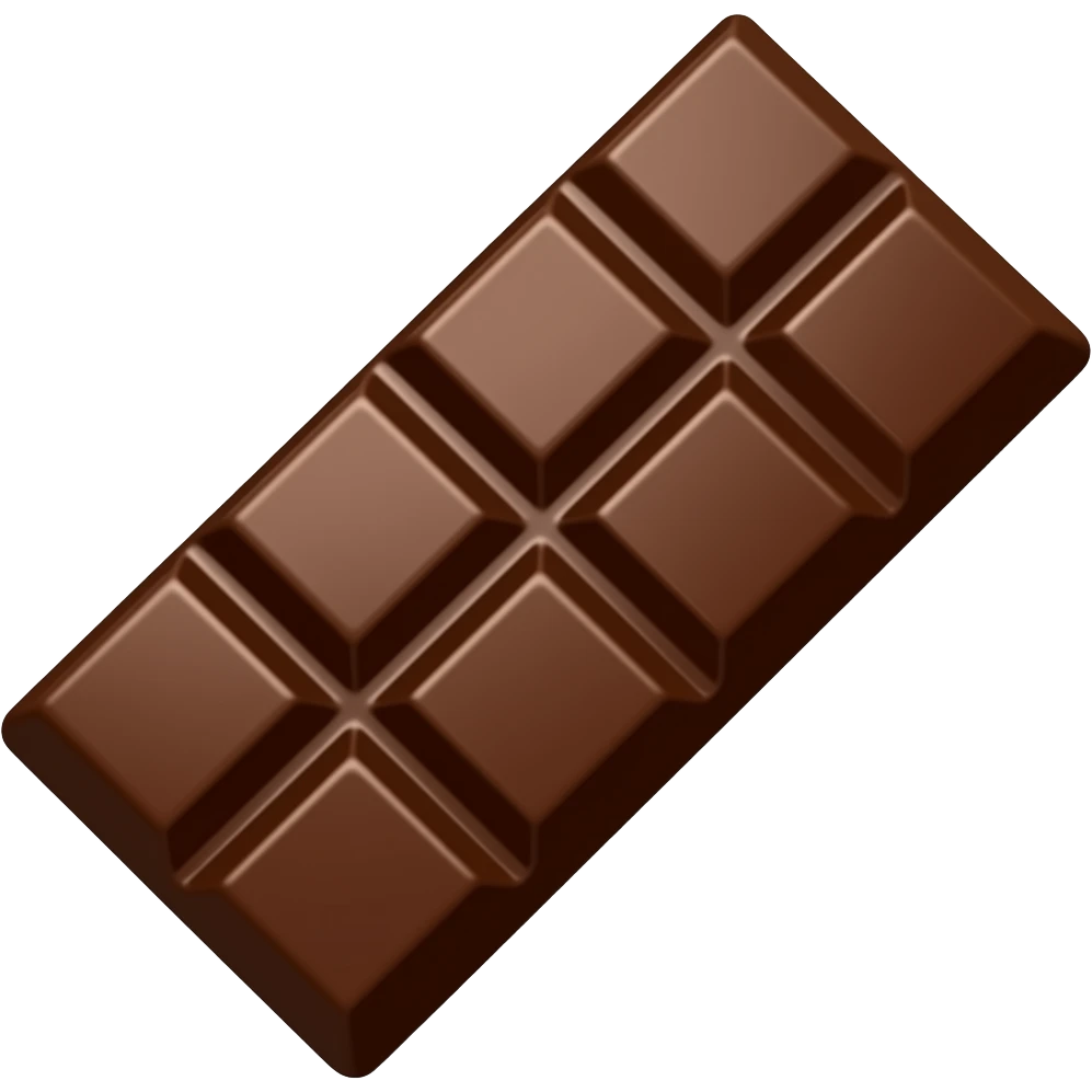 chocolate emoji, apple ios style, glossy 3D, realistic lighting, smooth, centered, transparent background or green background, high resolution emoji
