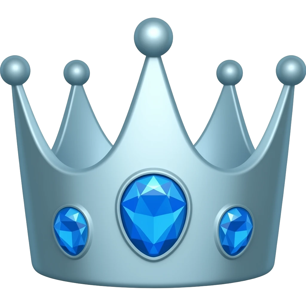 can you make a simple completely bright sky blue crown emoji with three blue diamond gemstones on the front emoji