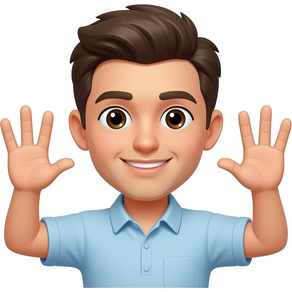a playful pose with both hands showing three fingers emoji