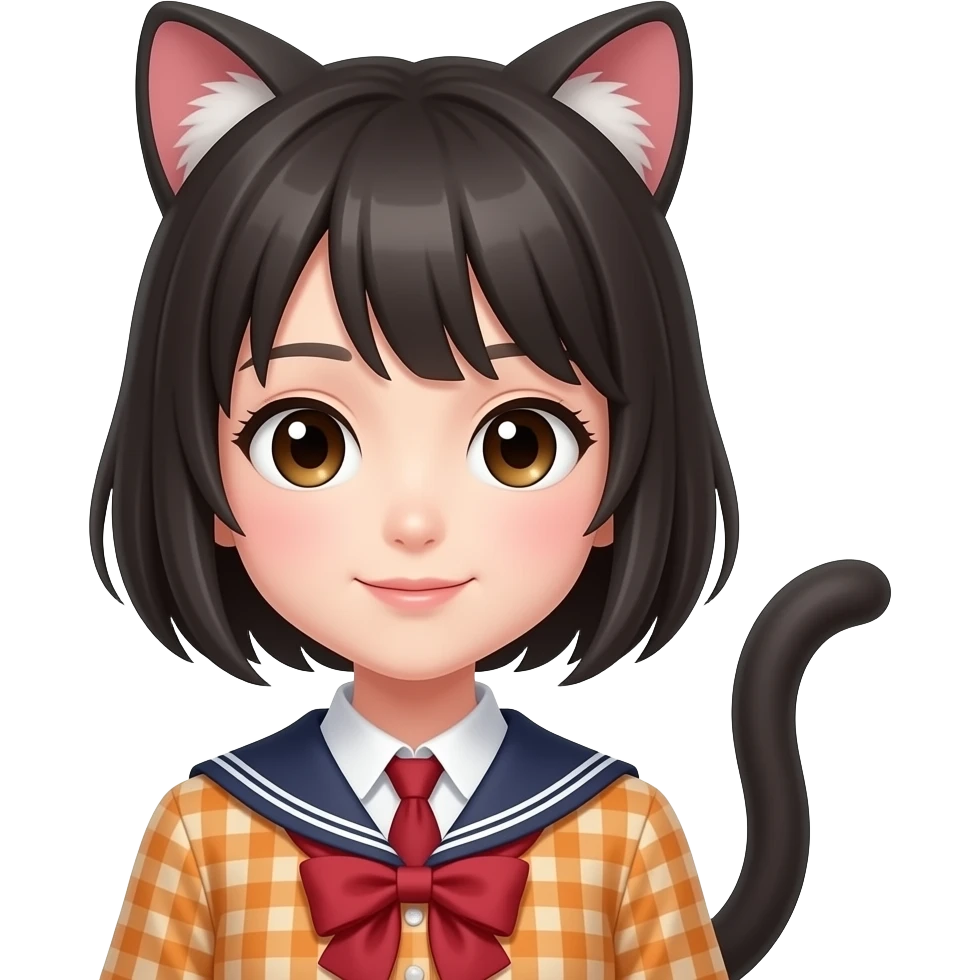a japanese girl with cat ears &tale emoji