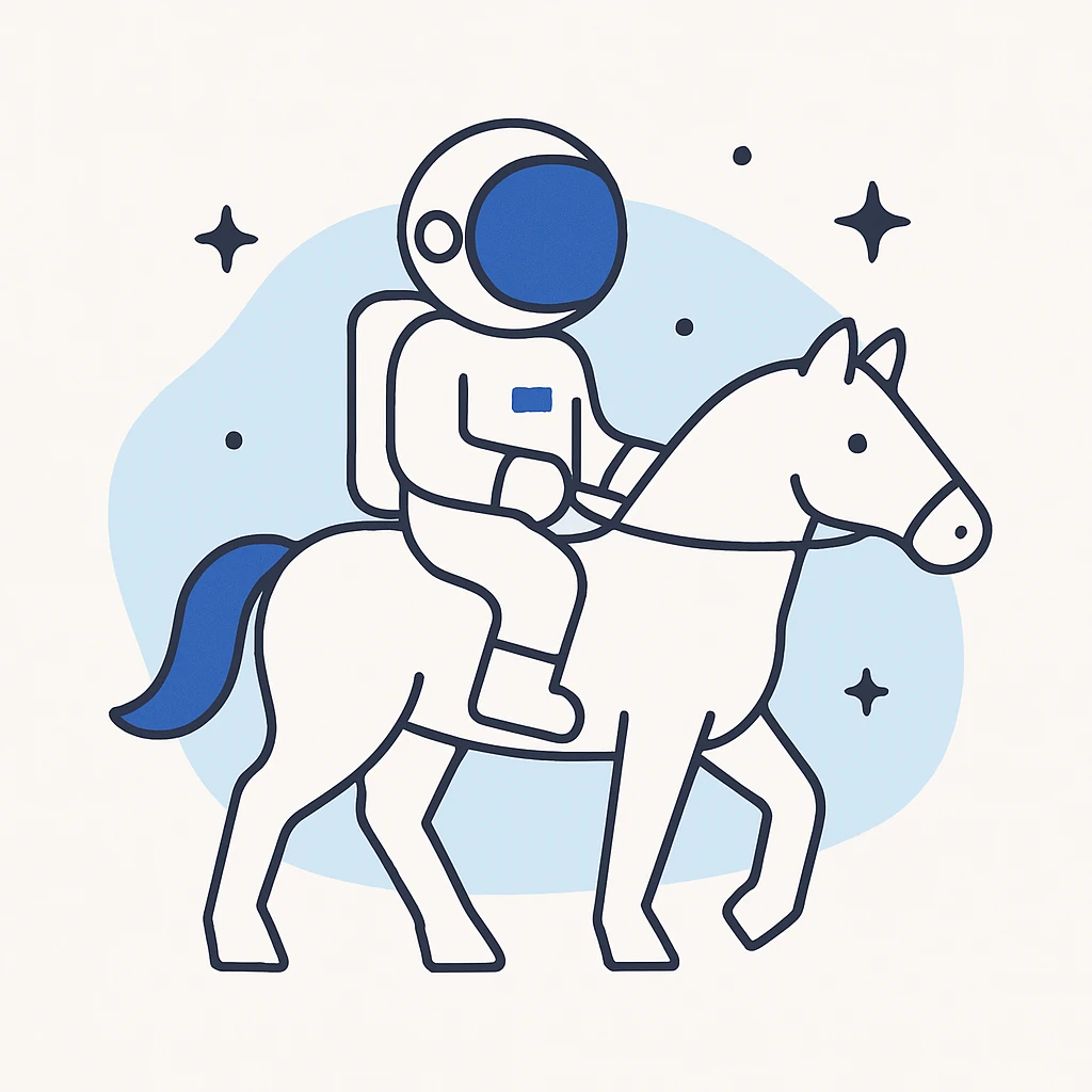 astronaut on horseback with stars in background emoji