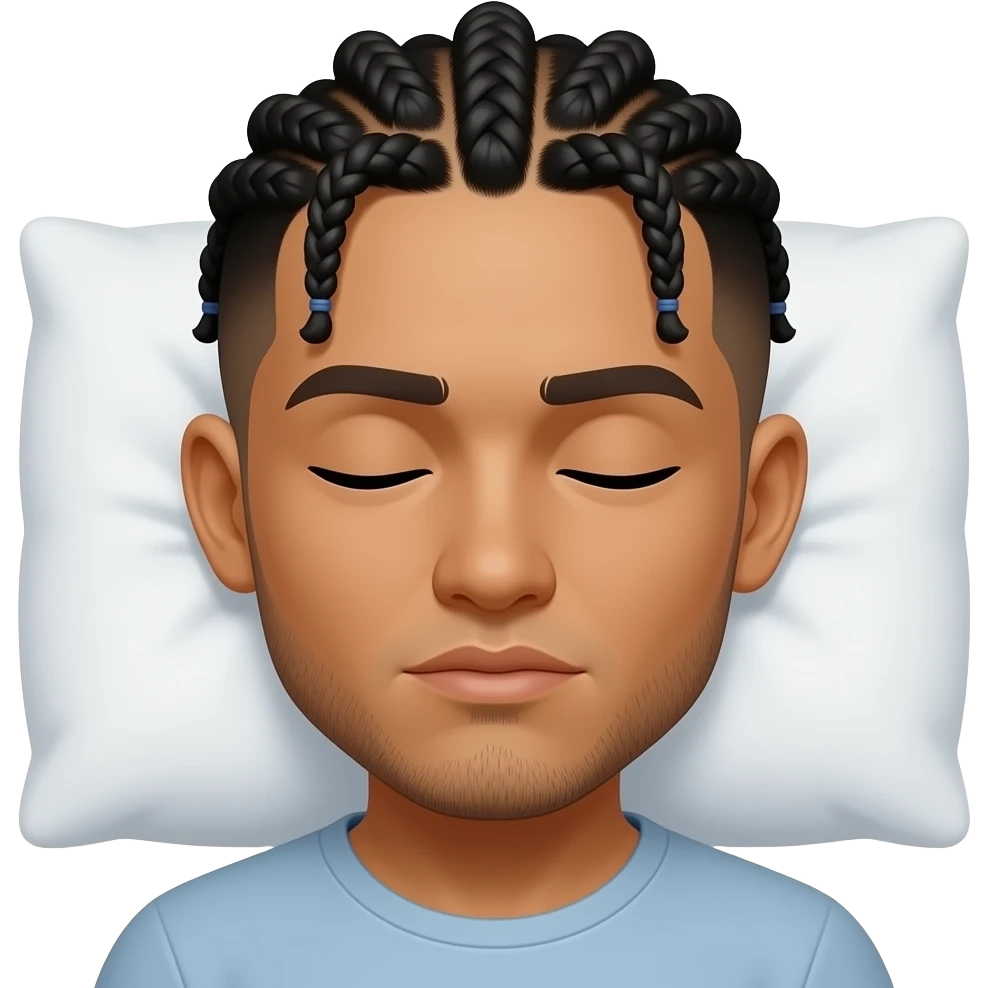 person going to sleep who is yellow with cornrows and a low taper fade with no goate emoji