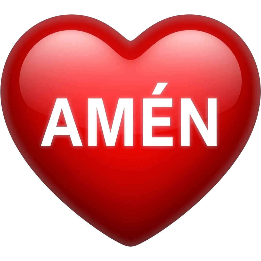 A RED heart illuminated with the word "amen" in the center, with an accent on the e and in capital letters. emoji