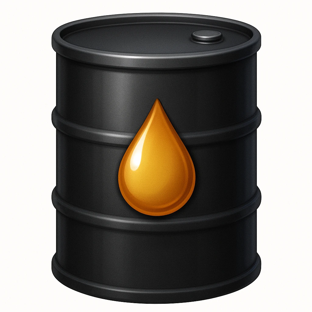 Сгенерируй мне в стиле детализированного емодзи черную бочку на которой нарисованна капля emoji