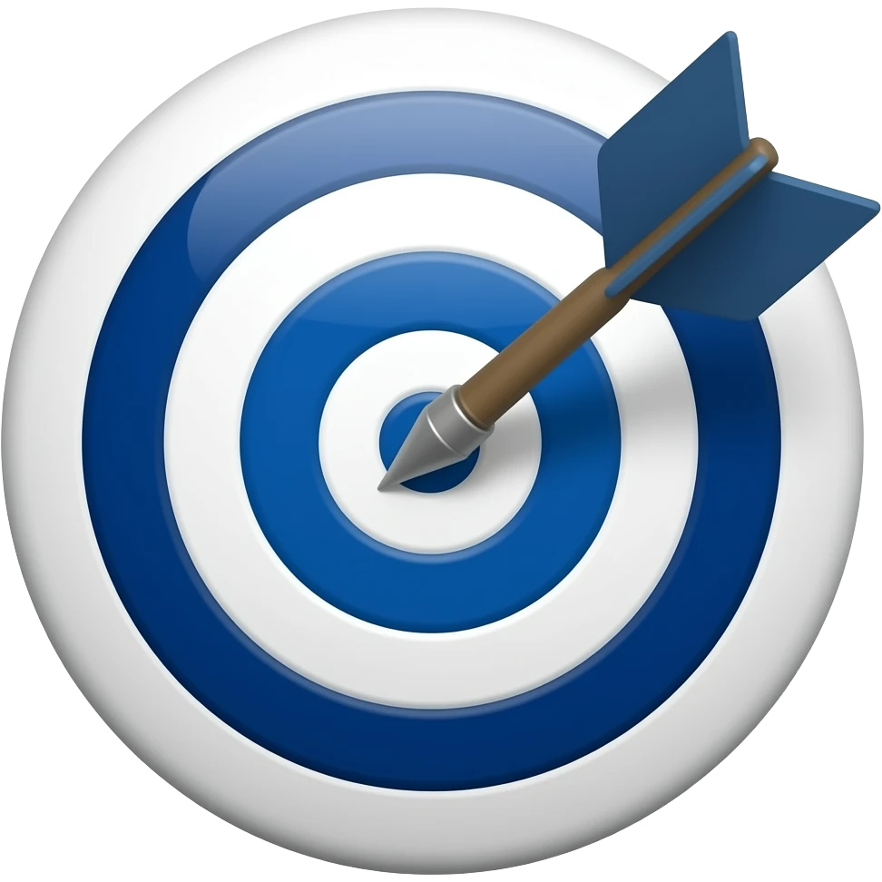 Target with arrow in middle, colors inclide dark blue, deep blue, celestial white emoji