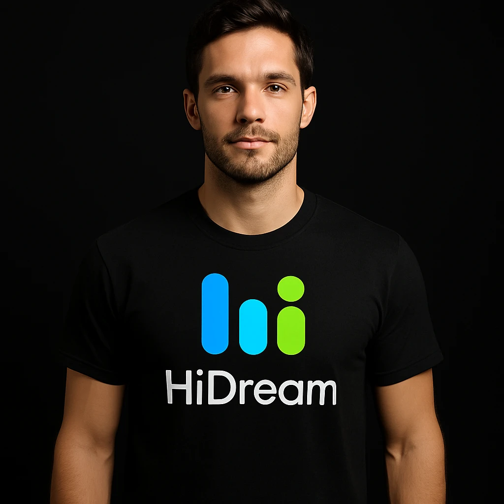 man wearing tshirt with this logo, dark background  emoji