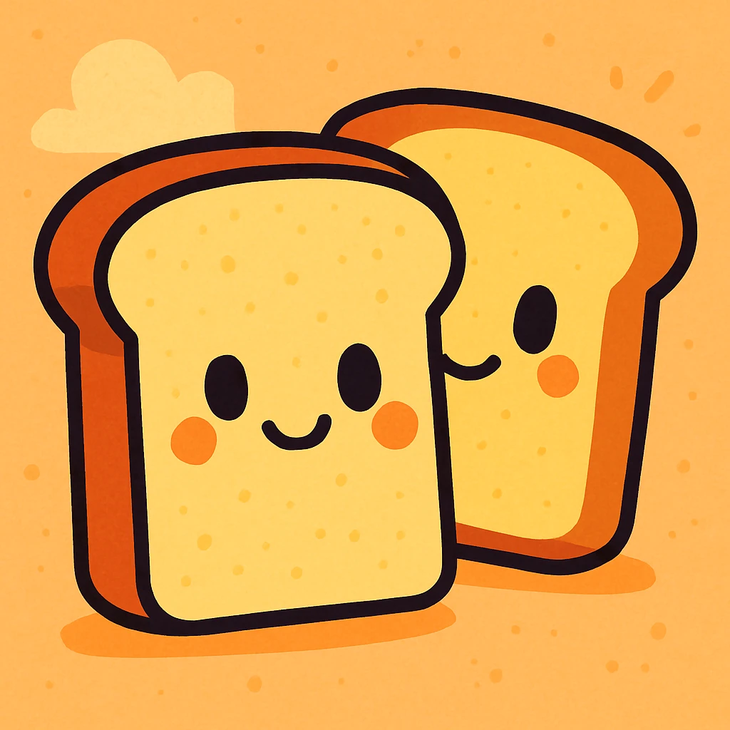 two slices of bread, cartoon style, soft colors emoji