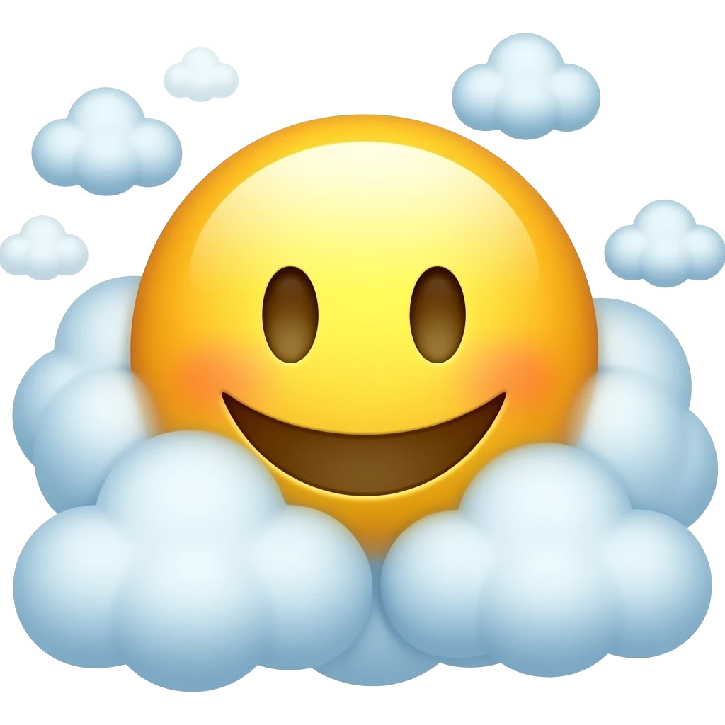 A smile face have clouds surrounding it emoji