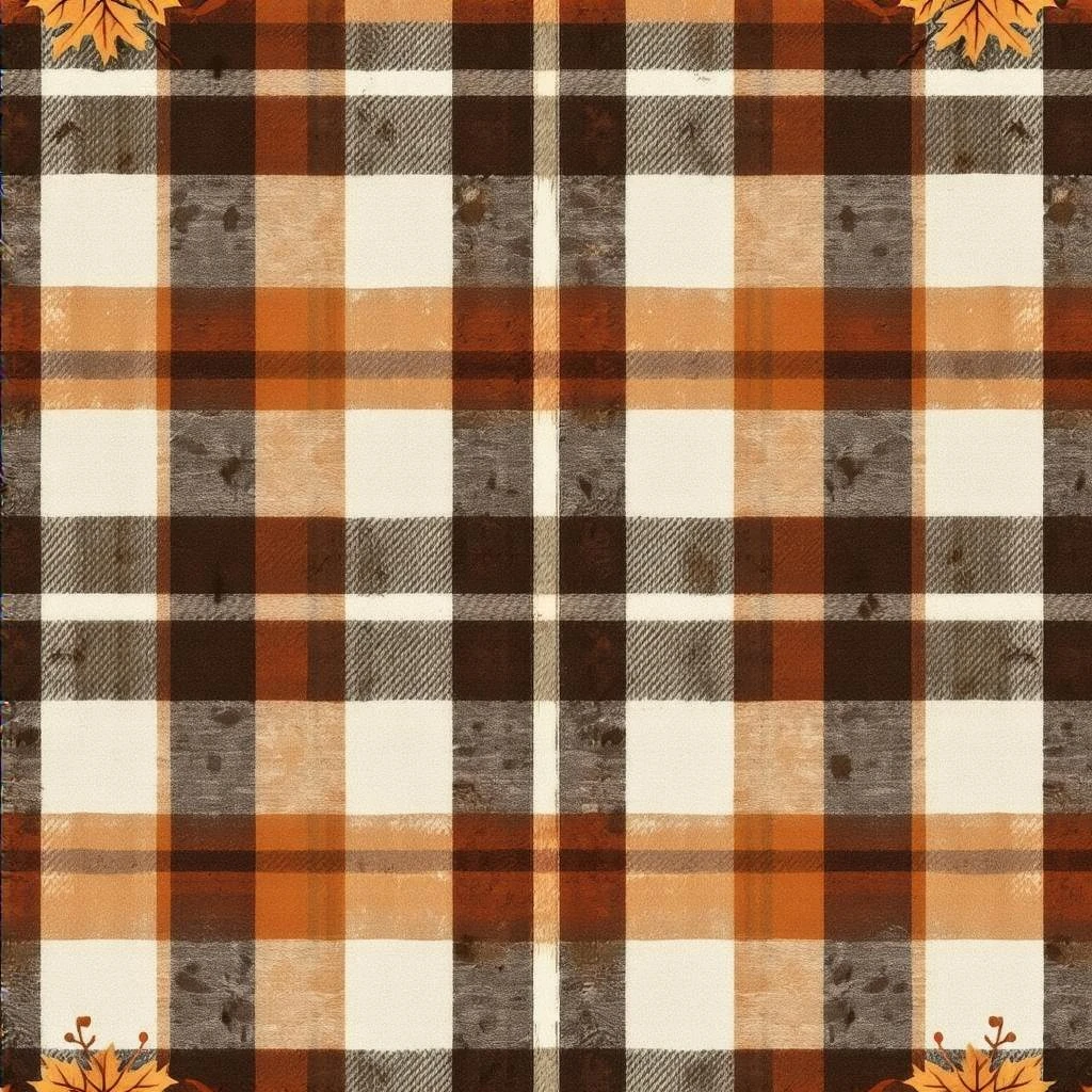 cozy autumn plaid pattern, flannel fabric texture, brown orange red, rustic fall background, soft textile look emoji