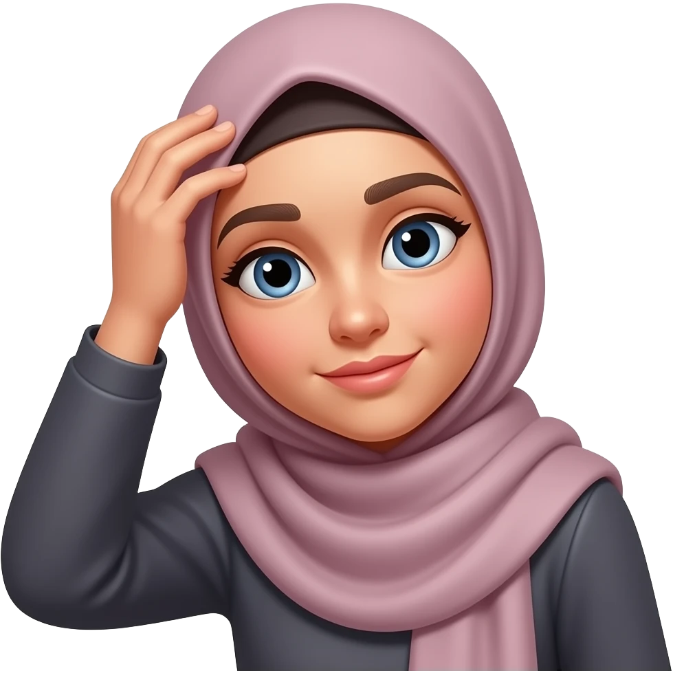 Hijabi woman scratching head and wondering emoji