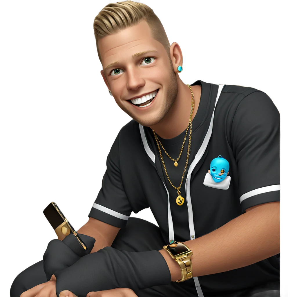 smiling boy with jewelry emoji