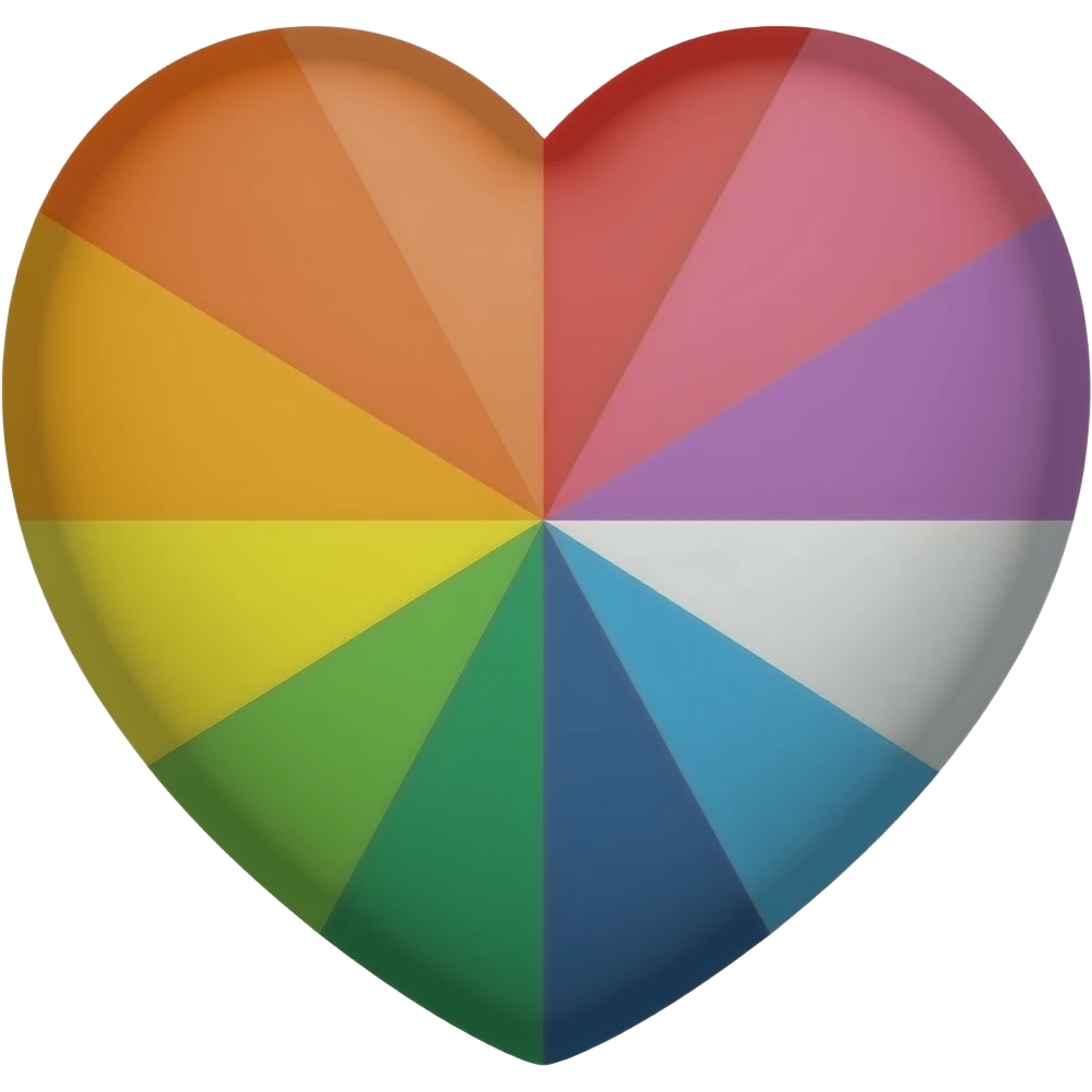 Progress heart red, orange, yellow, green, blue, violet, white, pink, light blue, brown, black emoji
