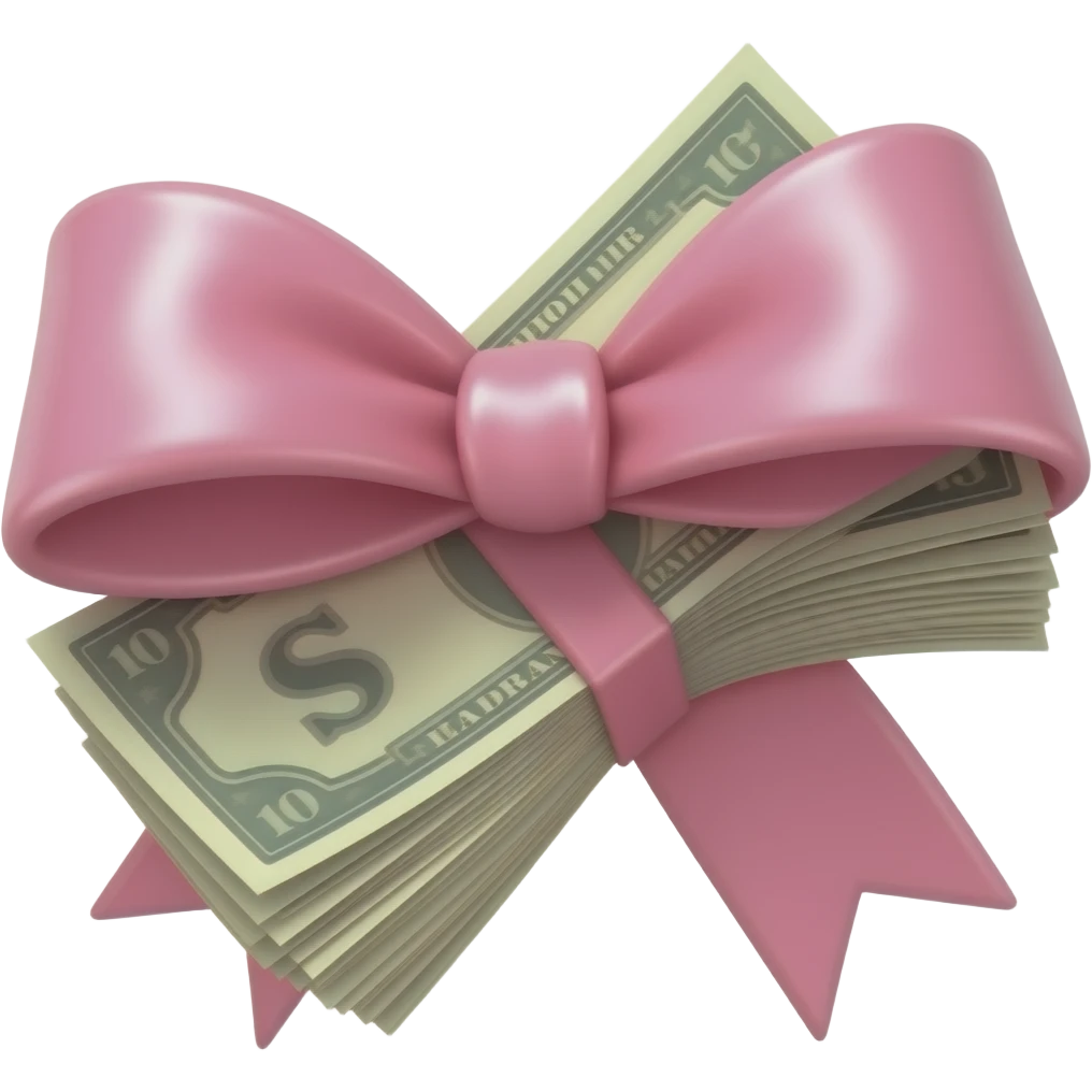 pink bow with money emoji