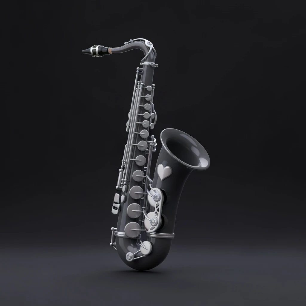 goth heart saxophone, cute, expressive, minimal emoji