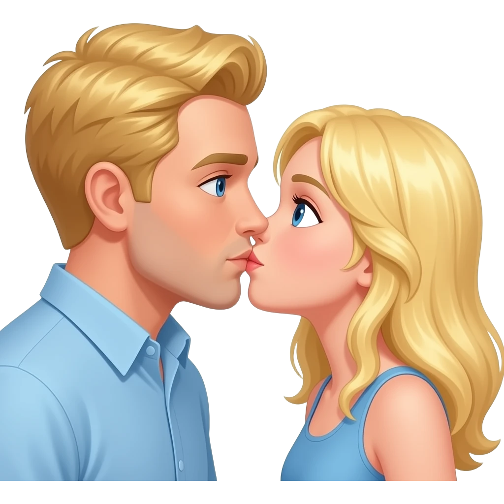 Sarışın mavi gözlü bir adam ve sarışın mavi gözlü kız öpüşsün emoji