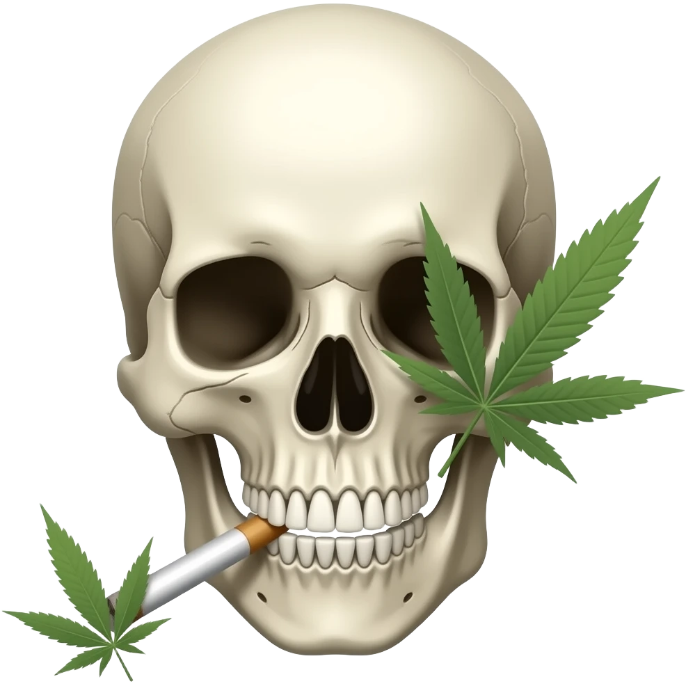 Skull smoking weed emoji