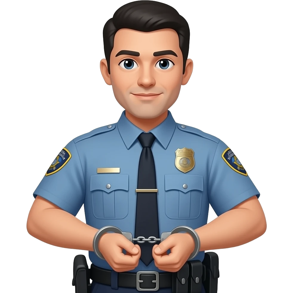 Male police officer with black hair handcuffing suspect emoji