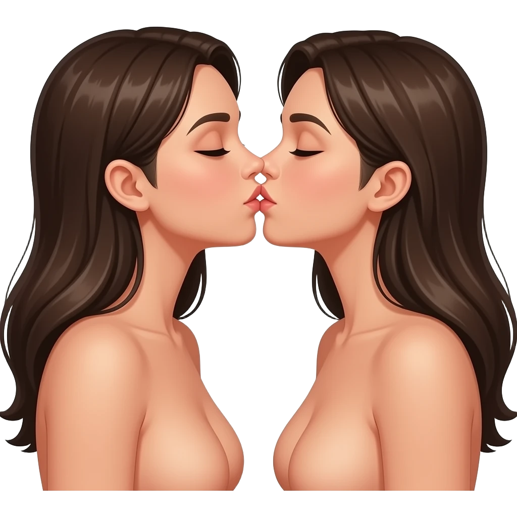Naked woman kissing eachother emoji
