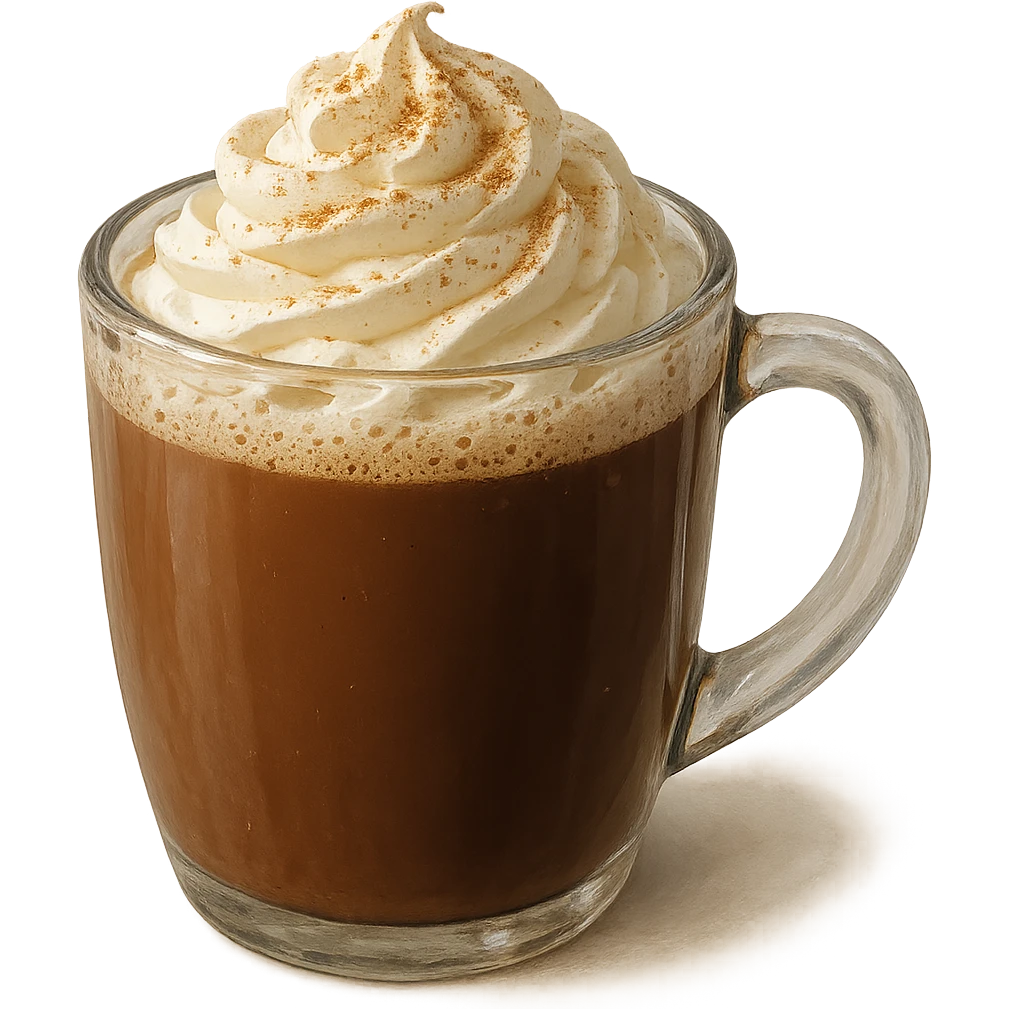 cozy hot chocolate with whipped cream and cinnamon emoji