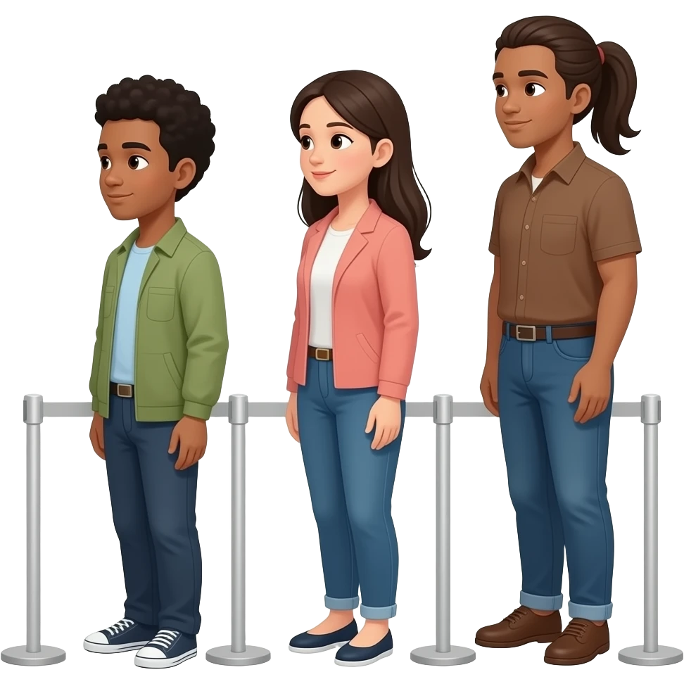 three people queueing emoji