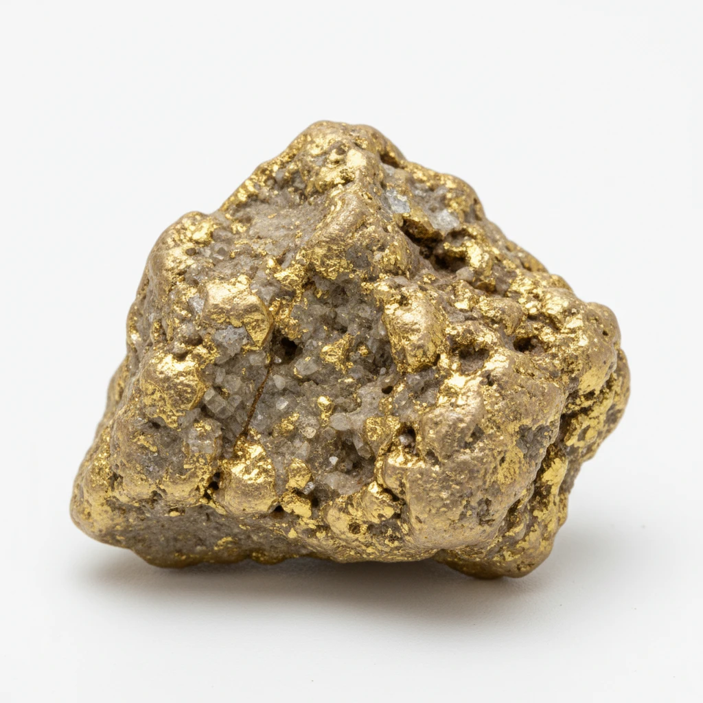 Сгенерируй просто золотую руду на белом фоне emoji