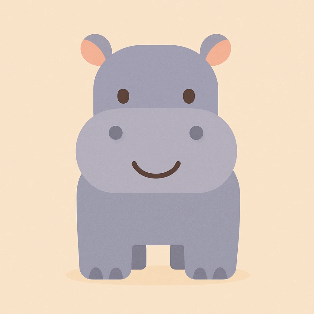 Flat design style hippopotamus emoji