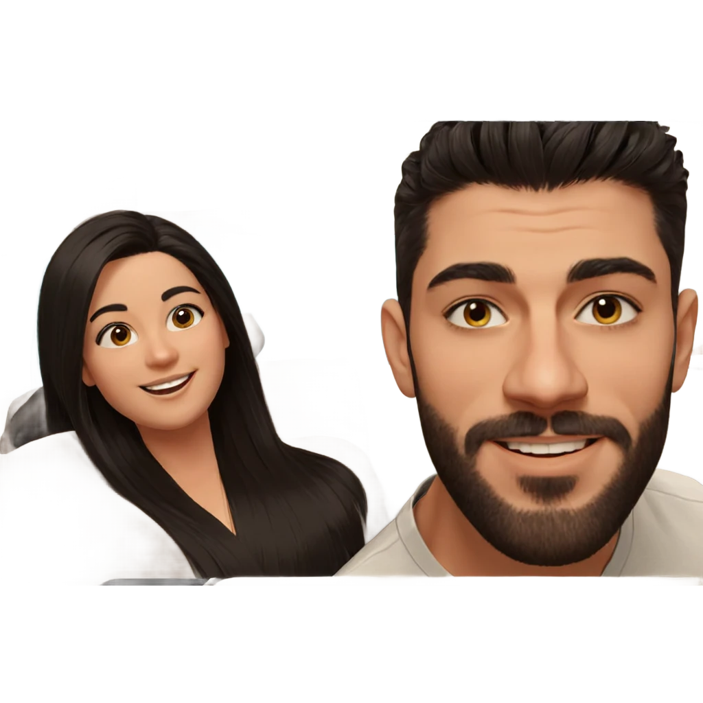 smiling couple with black hair emoji