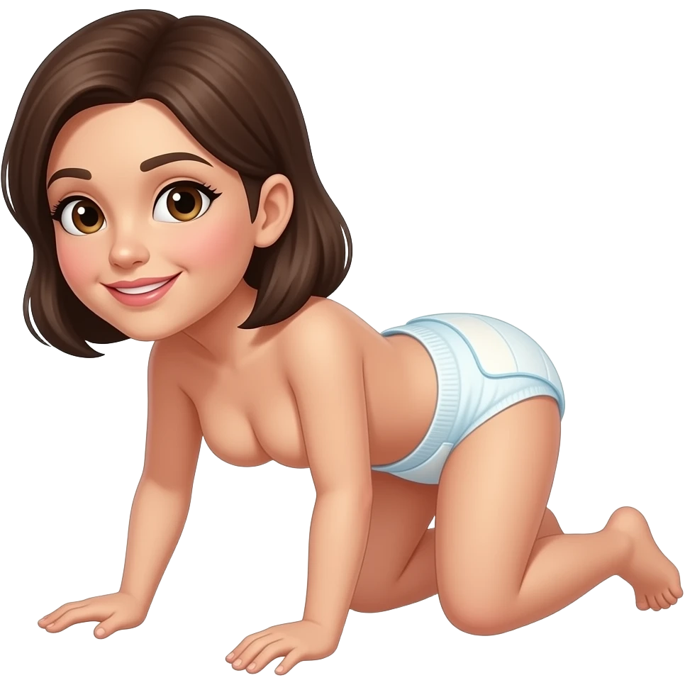 Adult female crawling and wearing a diaper emoji