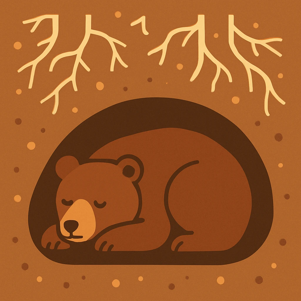 Flat design style brown bear under ground emoji