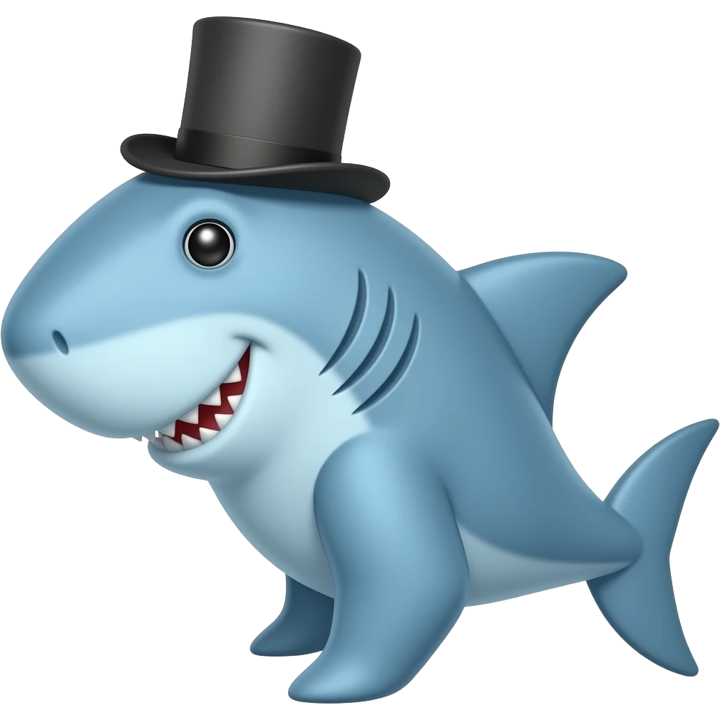 Shark with a top hat emoji