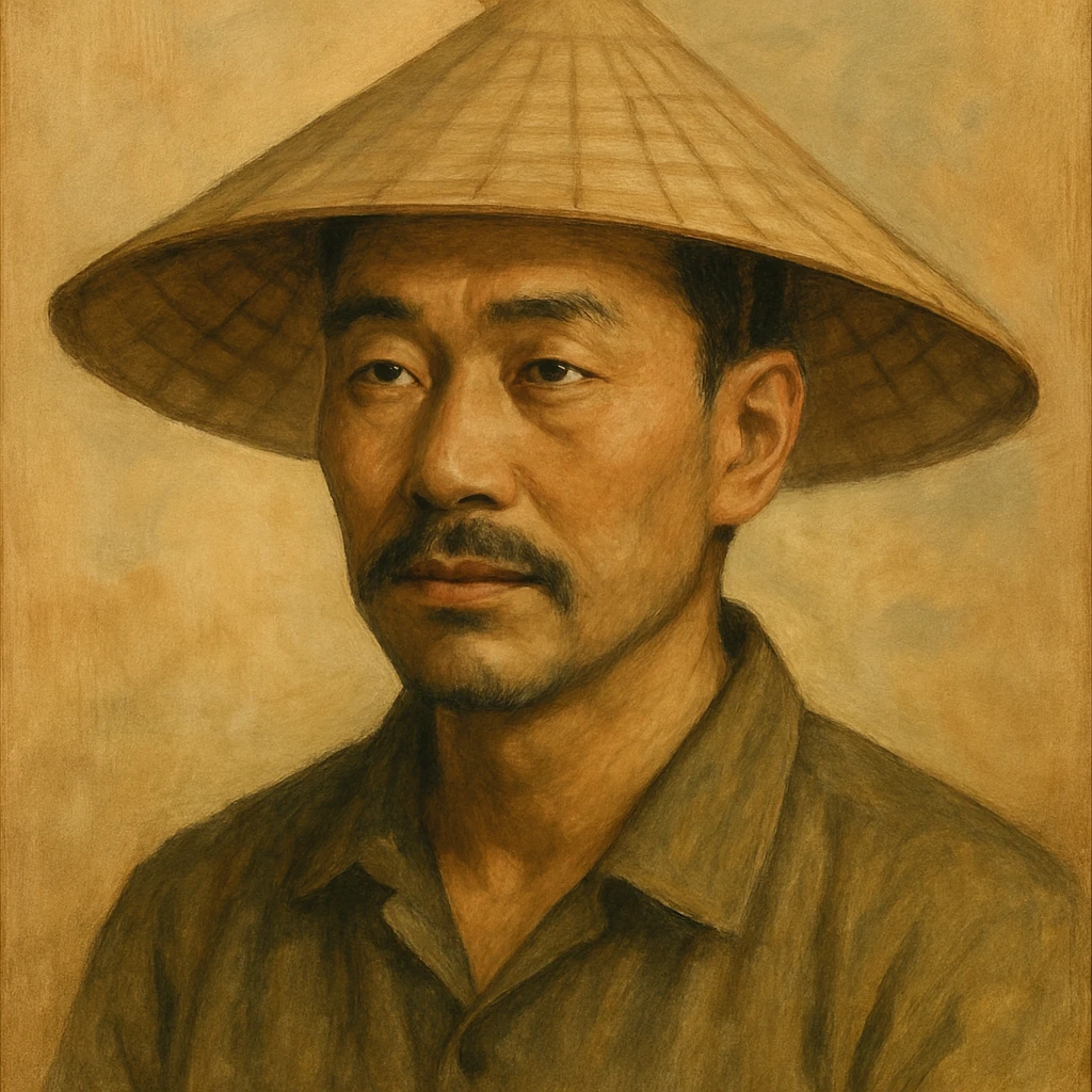 chinese man wearing rice paddy hat, style 7 emoji