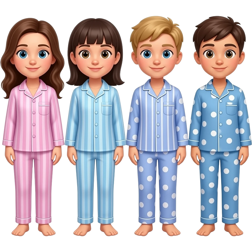 2 girls and 2 boys in pjs emoji