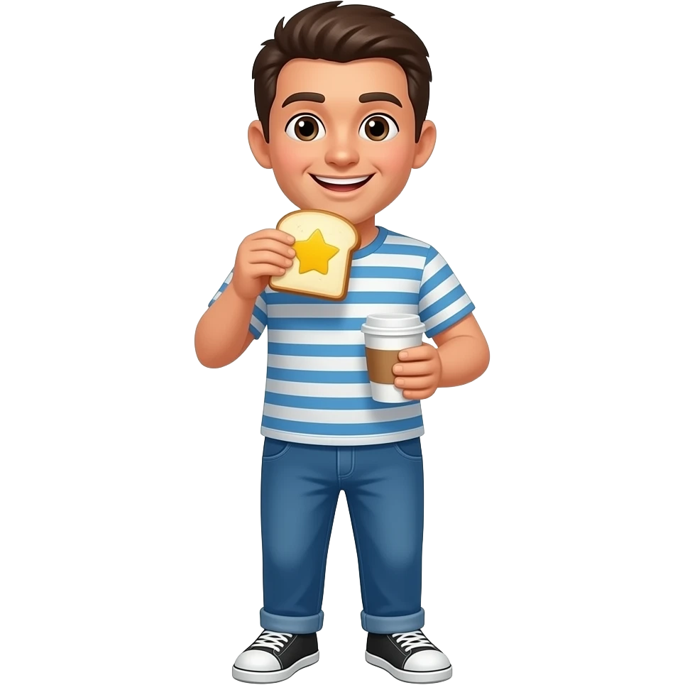 Yellow smiley emoji with good morning breakfast emoji