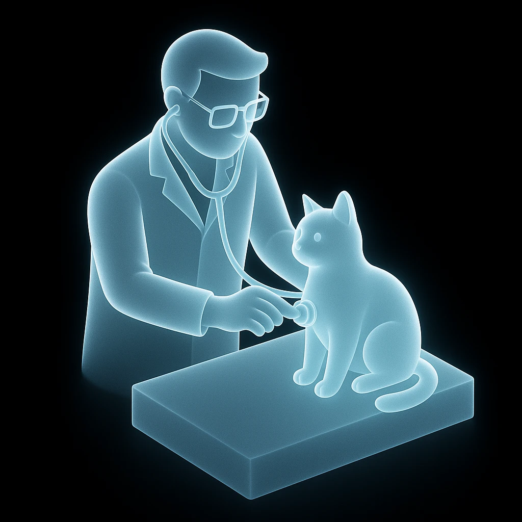 veterinarian examining a cat emoji