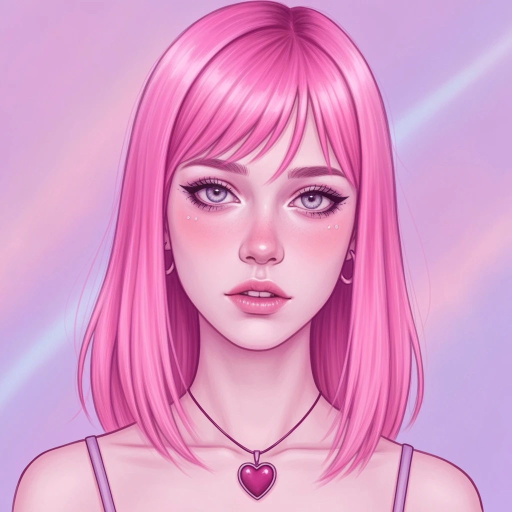 pastel emo profile picture with a heart accent, cute, expressive, minimal, variation 3 emoji